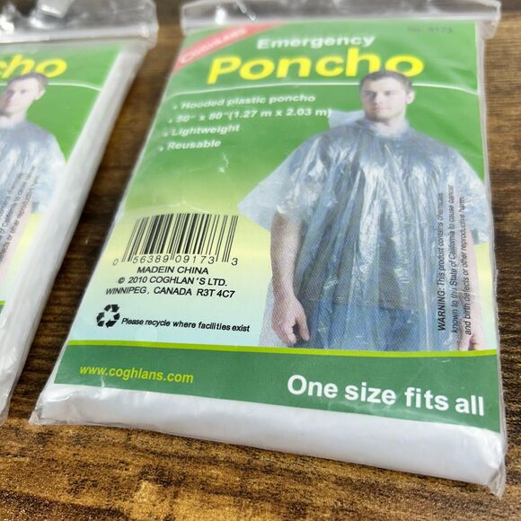 Mens Poncho Jacket Coghlans Vinyl Cycling Commuting Clear SET of 2 - Picture 4 of 5